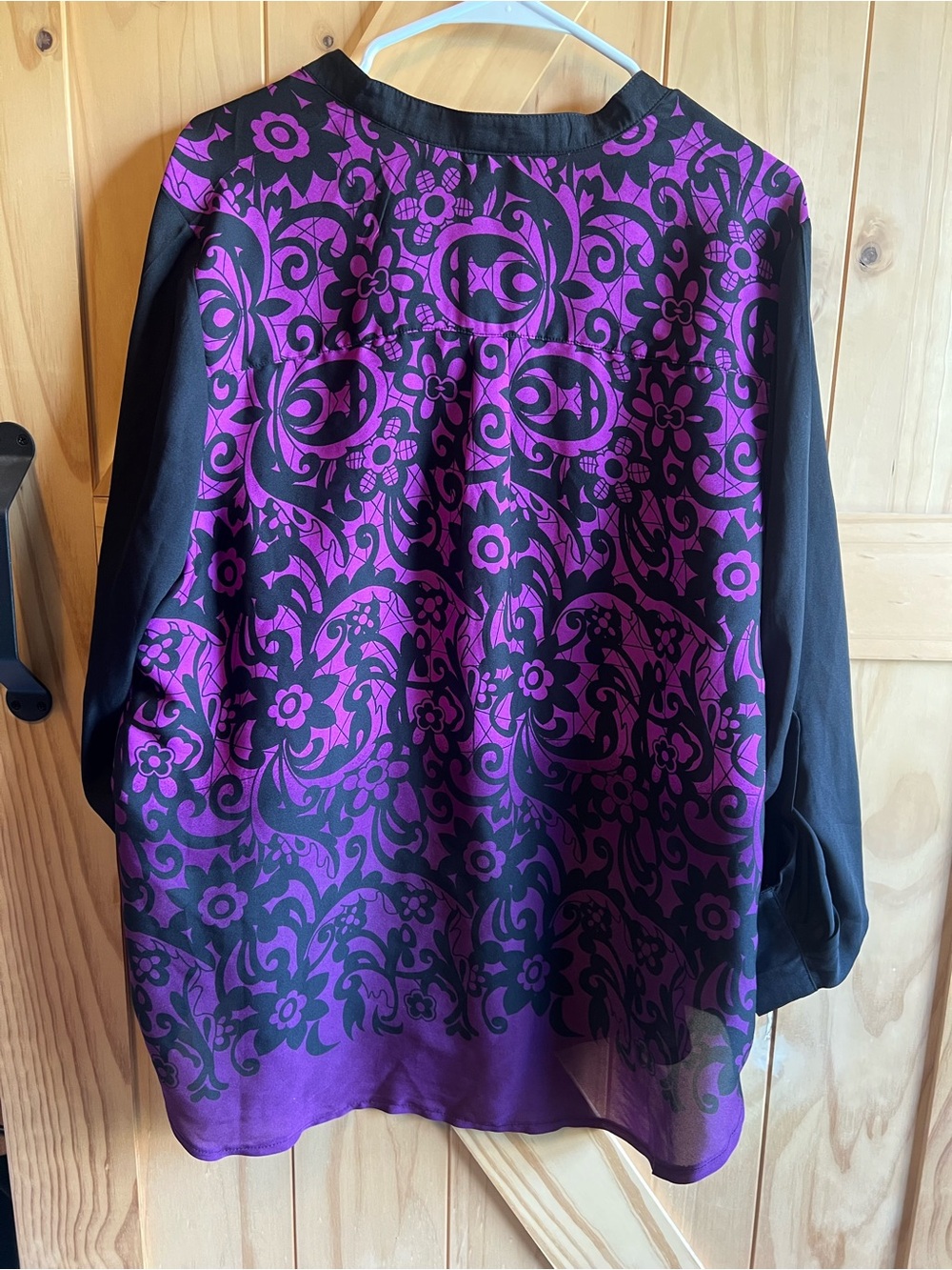 Avenue Purple and Black Floral Scroll Long Sleeve Ombré Blouse Size 18/20 Plus - Picture 5 of 6